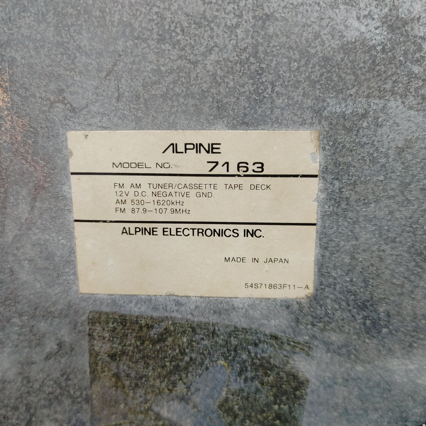 LHD, RHD Alpine 7163 Am/Fm Cassette Car Stereo With Tuner 7163 RX7 SA SA22C FB FB3S 79 - 85 Mazda S12B10/4