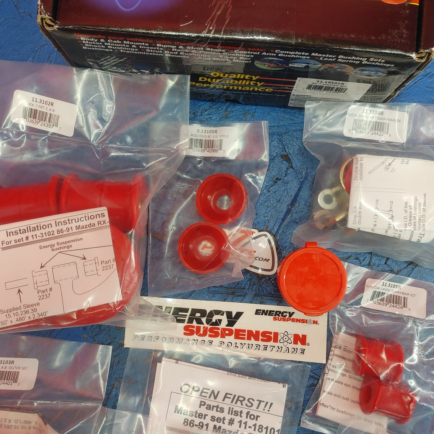 LHD, RHD Energy Suspension Hyper-Flex System Polyurethane Bushings Master Set 11.18101R RX7 FC FC3S 86 - 91 Mazda S8B34/1