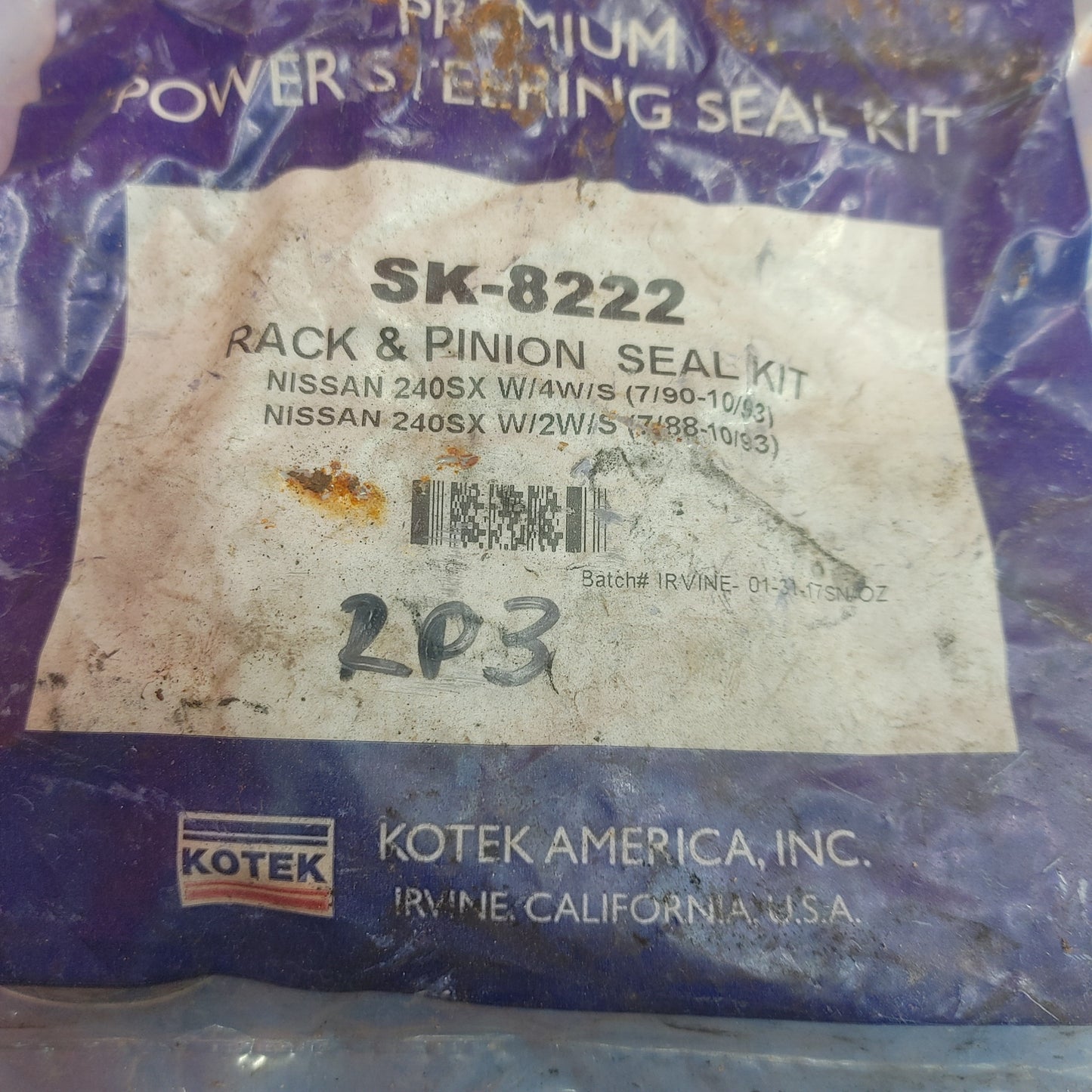LHD Kotek Power Steering Rack And Pinion Seal Kit S4B46/11 240SX S13 89 - 93 Nissan SK8222 - RX7Parts