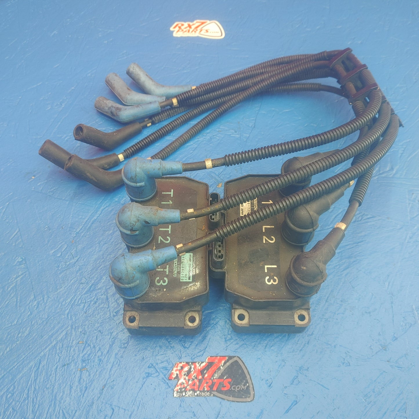 LHD, RHD Mazda Cosmo 20B Leading And Trailing Ignition Coil Assembly With Spark Plug Wires SH1B22/2     02970072400297007250