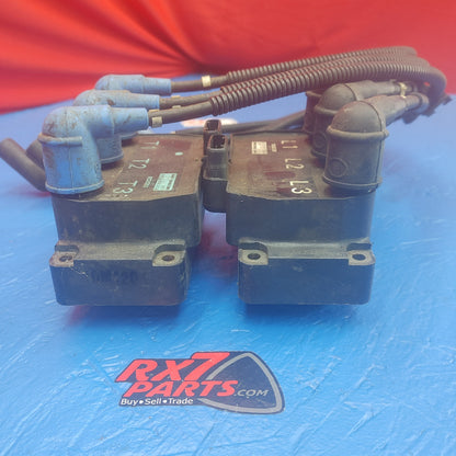 LHD, RHD Mazda Cosmo 20B Leading And Trailing Ignition Coil Assembly With Spark Plug Wires SH1B22/2     02970072400297007250