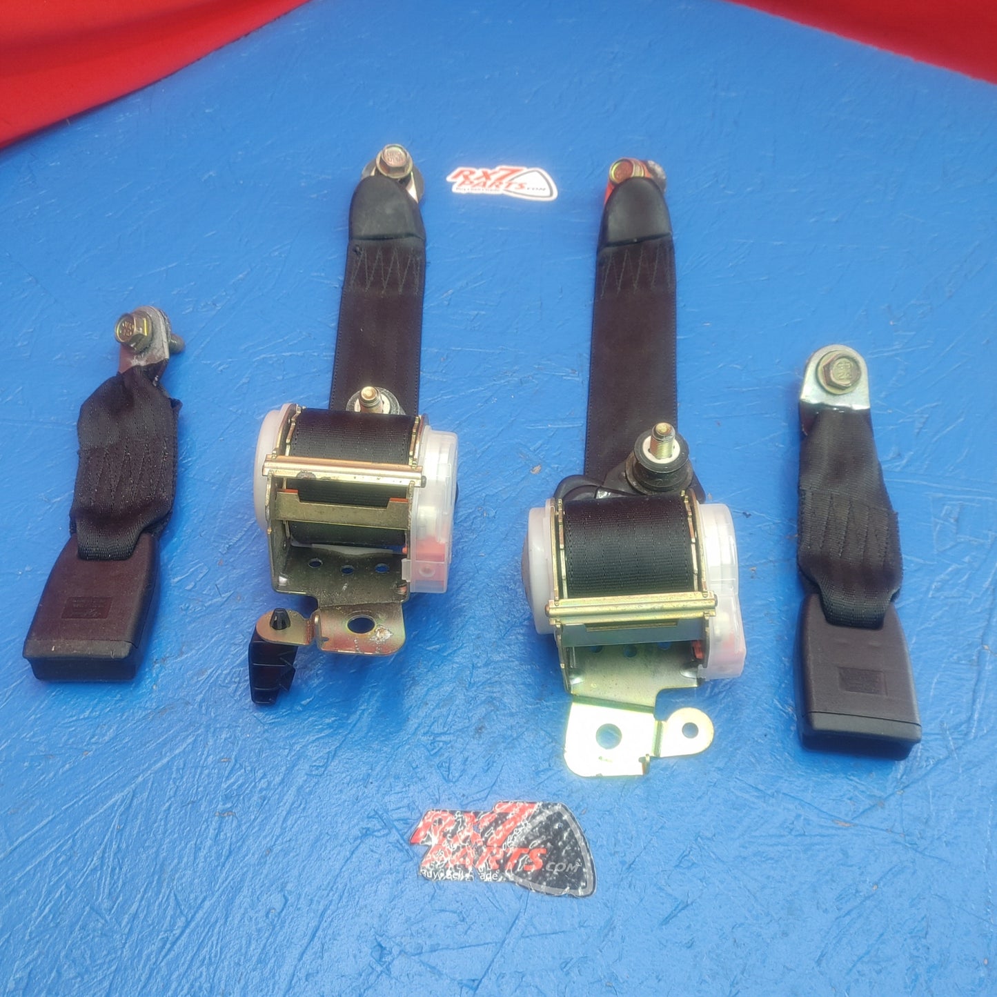 LHD, RHD Black Rear Seat Belt Set Left And Right With Buckles And Receivers  RX7 RX-7 FD FD3S 13B-REW 92 - 02 FD FD3S 13B-REW SH5B2/4
