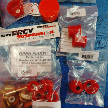 LHD, RHD Energy Suspension Hyper-Flex System Polyurethane Bushings Master Set 11.18101R RX7 FC FC3S 86 - 91 Mazda S8B34/1