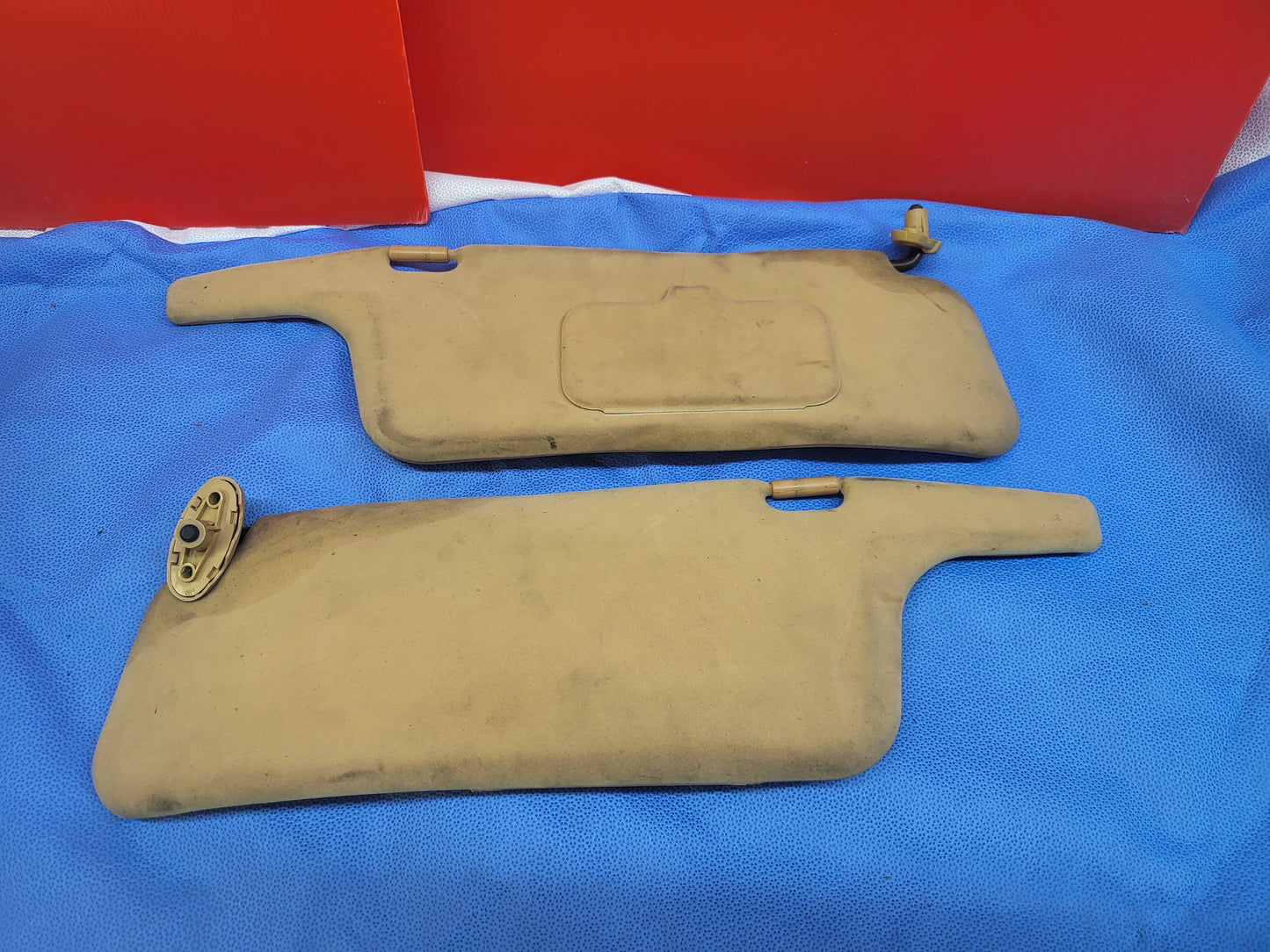 FD3S MAZDA RX7 TAN SUN VISOR PAIR LHD - DIRTY - RX7Parts