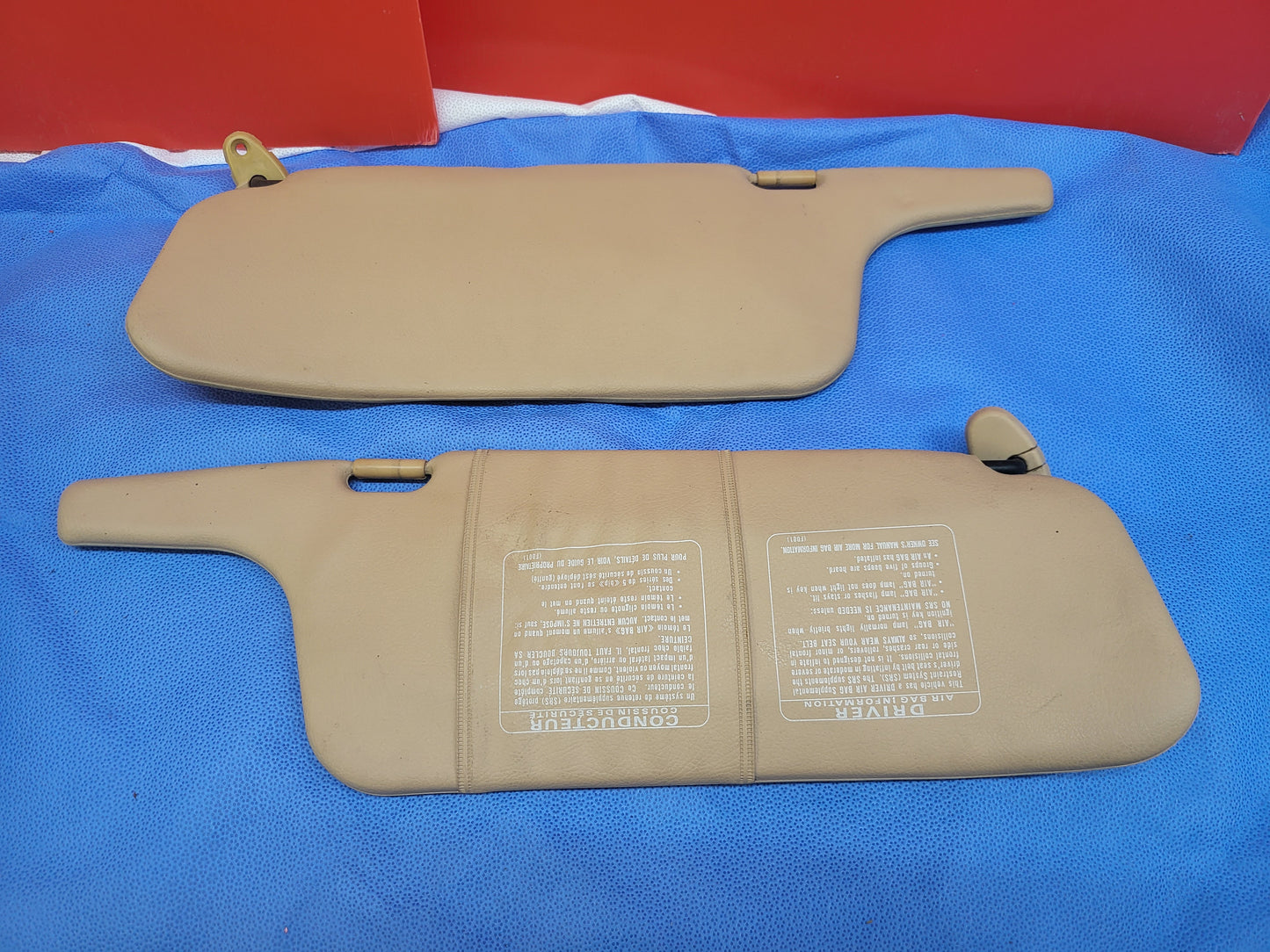 FD3S MAZDA RX7 TAN SUN VISOR PAIR LHD - DIRTY - RX7Parts